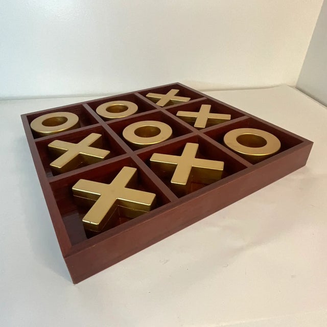 Burnt Umber 1990s Contemporary Modern Tic Tac Toe Game Board & Pieces For Sale - Image 8 of 12