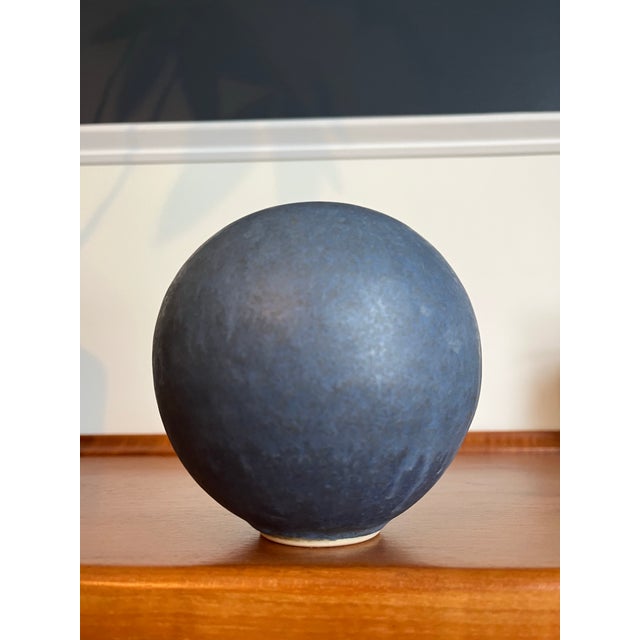 Glazed Ceramic Pottery Orb Bud Vase For Sale - Image 4 of 8