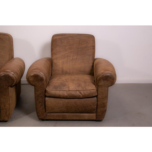 Mickey Chairs in Nabuk Camel Leather by Baxter, 1998, Set of 2 For Sale - Image 13 of 14