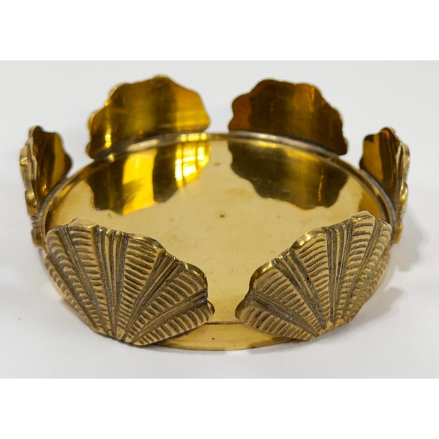 Mid 20th Century Vintage Brass Shell Wine Coaster or Trinket Dish For Sale - Image 5 of 8