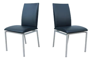 Italian Modern Calligaris Black Leather Dining Chairs Made in Italy - A Pair