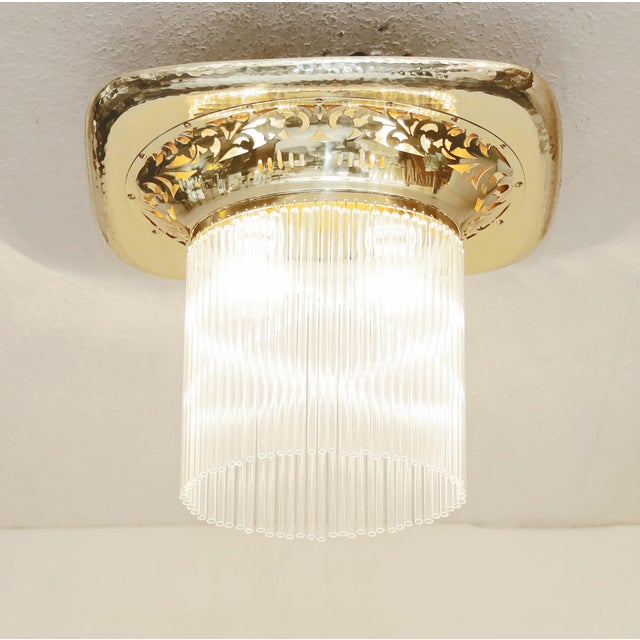 Metal Art Nouveau Brass and Glass Ceiling Lamp, 1890s For Sale - Image 7 of 7