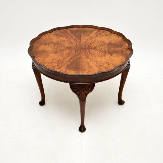 Figured Walnut Pie Crust Coffee Table, 1920s For Sale - Image 6 of 6