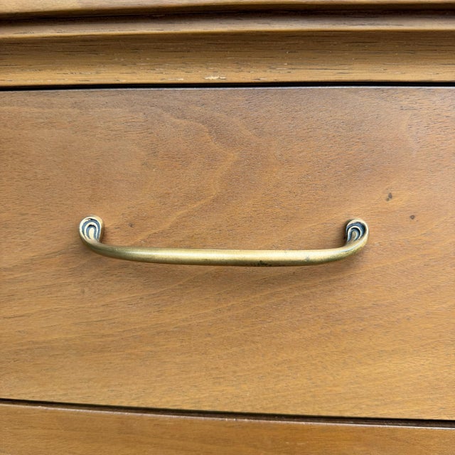 Vintage Broyhill Forward Walnut Lowboy Nine-Drawer Mid Century Dresser For Sale In Cleveland - Image 6 of 12