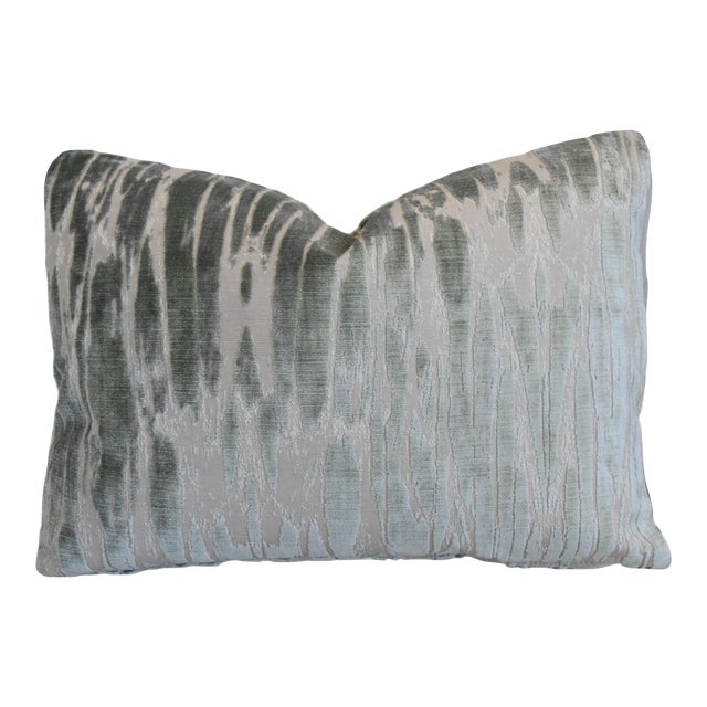 Jim Thompson Refection Rain Water Velvet Feather/Down Pillow 22" X 16" For Sale