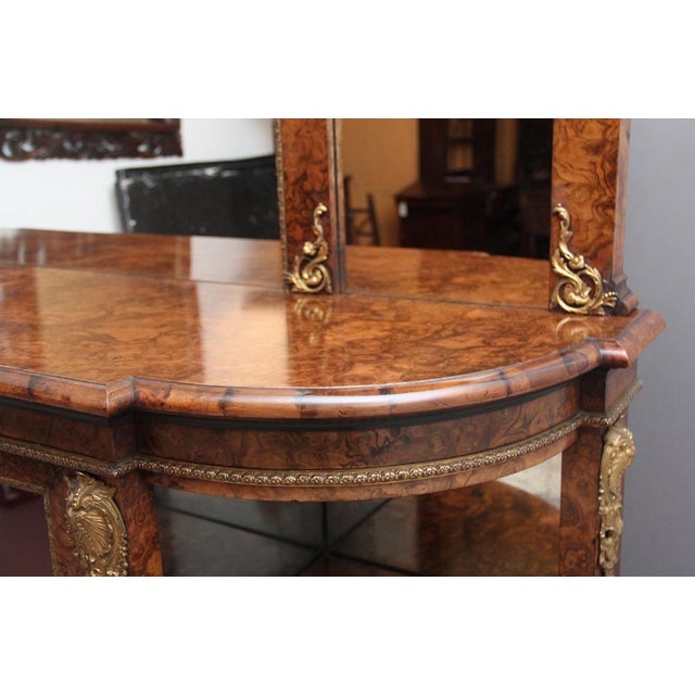 Wood Antique 19th Century Burr Walnut Mirror Credenza, 1860s For Sale - Image 7 of 18