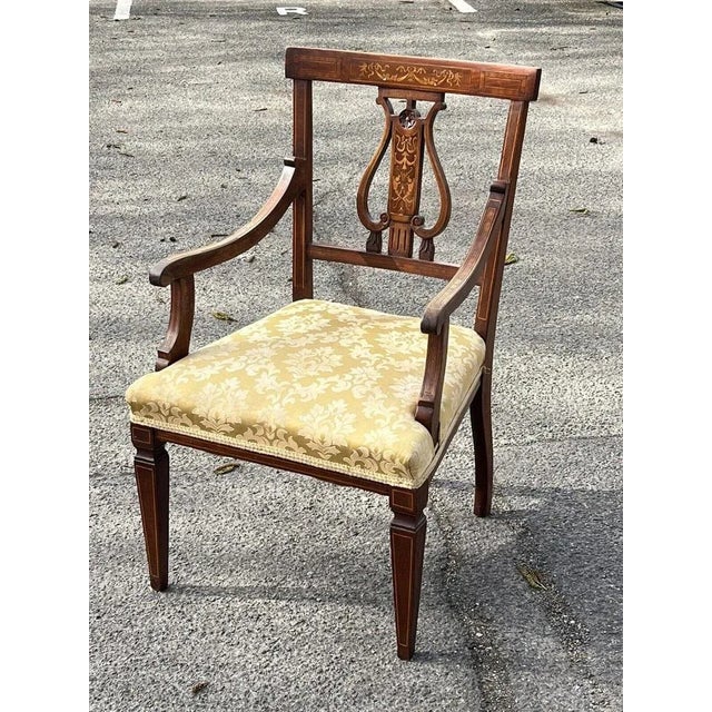 Brown Sheraton Inlaid Mahogany Armchair For Sale - Image 8 of 13