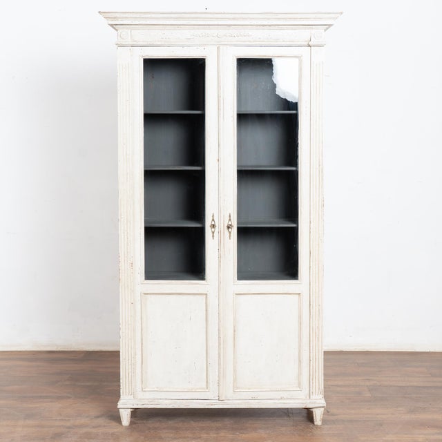 Gustavian (Swedish) Late 19th Century Swedish Gustavian Style White Bookcase Cabinet For Sale - Image 3 of 11