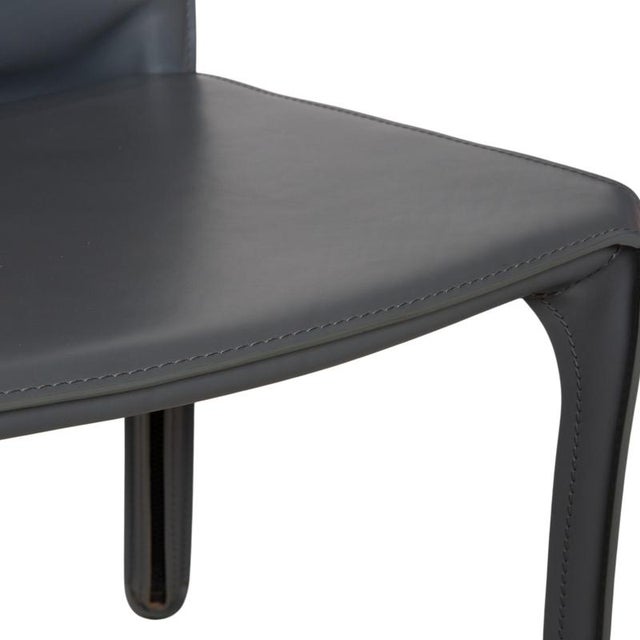 Animal Skin CAB 413 Chairs in Grey Leather by Mario Bellini for Cassina, Set of 4 For Sale - Image 7 of 18