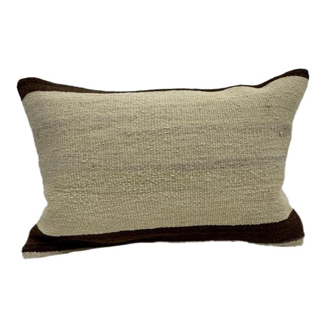 Turkish Hemp Pillow Cushion Natural Beige Brown Pillow Cushion Cover 16" x 24" For Sale
