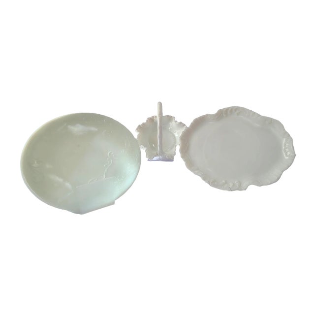 Early 20th Century Victorian Era Milk Glass Collection- Set of 3 For Sale