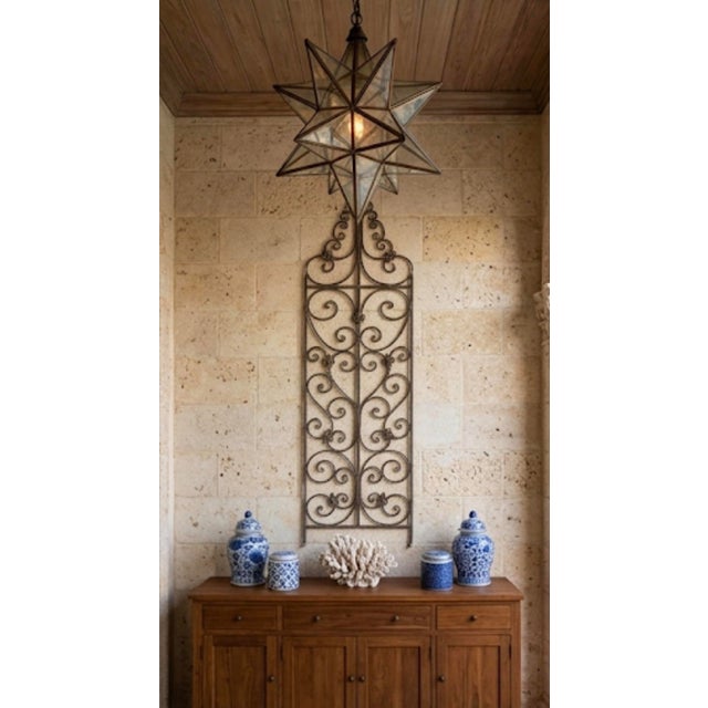 Vintage Hand-Forged Cast Iron Scrollwork Wall Trellis & Architectural Panel With Fleur-De-Lis Accents For Sale - Image 11 of 12