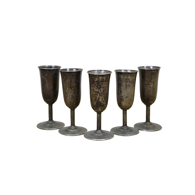 Traditional Antique Webster & Co Sterling Silver 925 Cordial Shot Glasses 79g 3.25" - Set of 5 For Sale - Image 3 of 11
