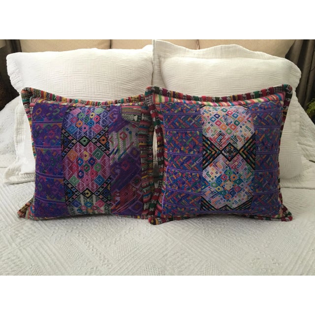 Purple Guatemalan Textile Handmade Cushion Cases (A Pair) For Sale - Image 8 of 8