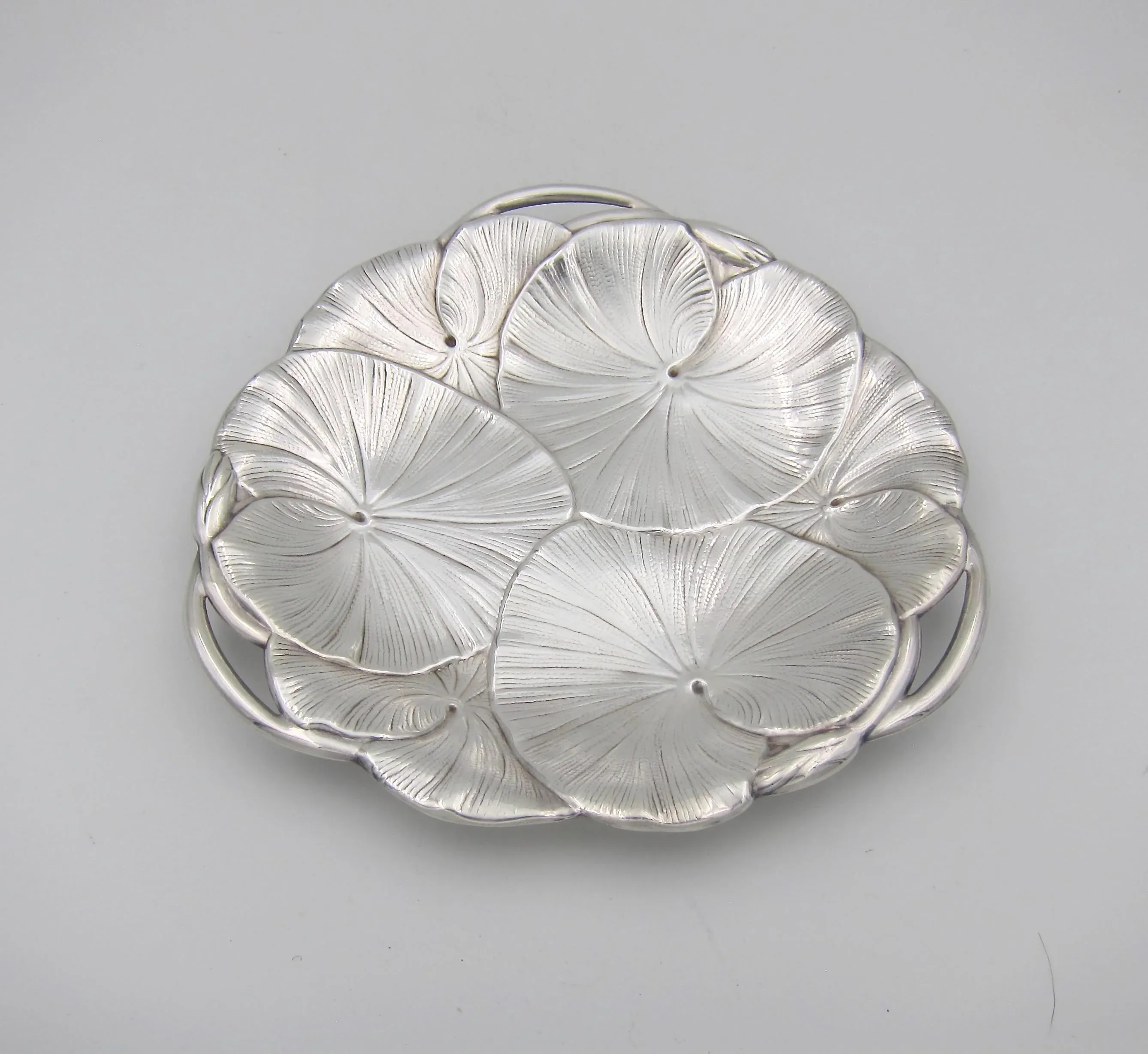 1930s Art Nouveau Lily Pad Tray in Silver-Plate | Chairish