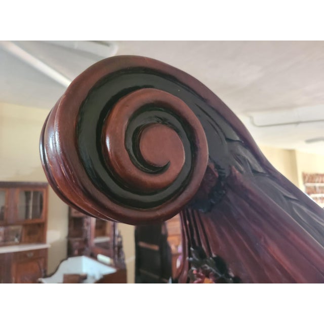 Antique French Empire Style Lit Bateau Bed in Carved Wood, 1880 For Sale - Image 10 of 18