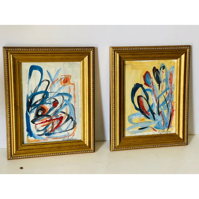 Abstract Contemporary Abstract Paintings Mariana Shilga - Set of 2 For Sale - Image 3 of 6
