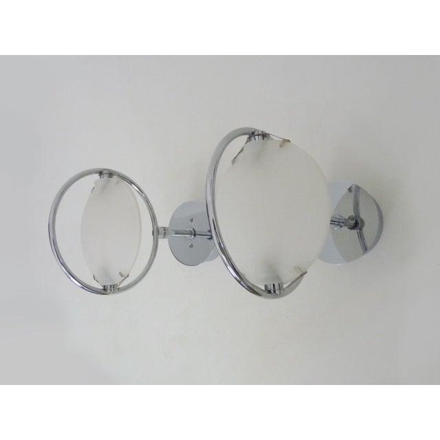 2000 - 2009 Italian Nobi Wall Lights in Chromed Metal and Satin Glass from Fontana Arte, 2000s, Set of 2 For Sale - Image 5 of 11