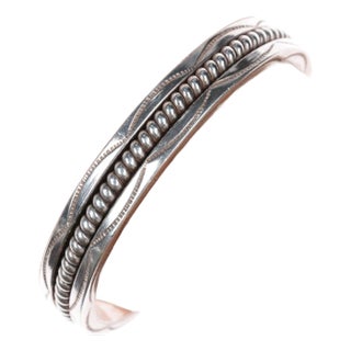 6 3/8" Tahe Navajo thick sterling twisted wire cuff bracelet For Sale