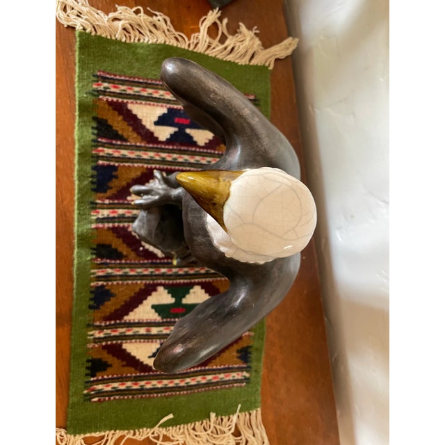 Brown Vintage Bald Eagle Ceramic Statue by Anthony Freeman & McFarlin Potteries of California For Sale - Image 8 of 11