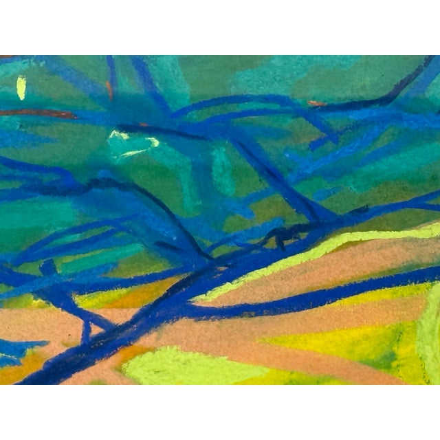 Blue Expressionist Pastel of a Dog Carrying a Burning Stick, Signed Ma For Sale - Image 8 of 12