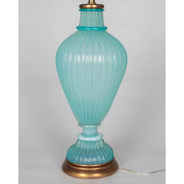 Mid 20th Century Aqua Blue Murano Glass Lamp by Archimede Seguso for Marbro, Italy 1950s For Sale - Image 5 of 13