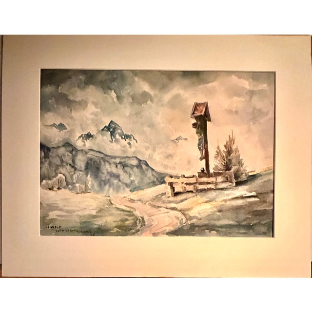 1940s 1940s Important & Dramatic Signed World War II Watercolor Painting For Sale - Image 5 of 5