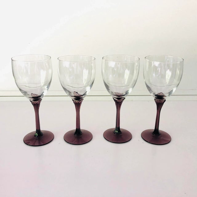 Vintage Libbey Clear & Lavender Stemware Set of 4 Chairish