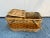 Boho Chic 1970s Vintage Scorched Bamboo and Woven Wood Picnic Basket For Sale - Image 3 of 8