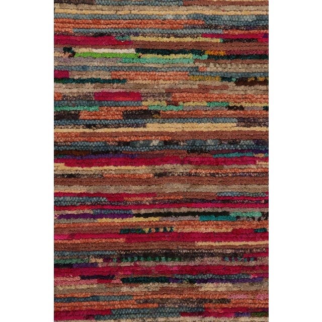 Rug & Kilim’s Moroccan Style Rug in Pink With Polychromatic Stripes For Sale In New York - Image 6 of 8
