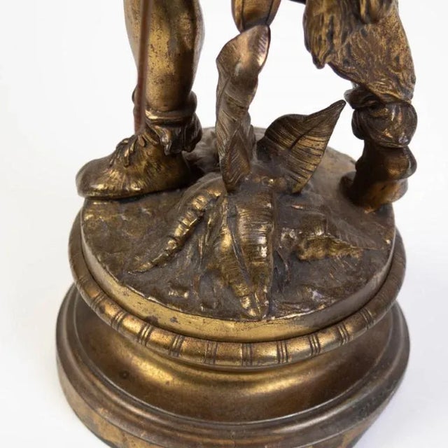 Antique Native American Bronze Sculpture Lamp For Sale - Image 9 of 11