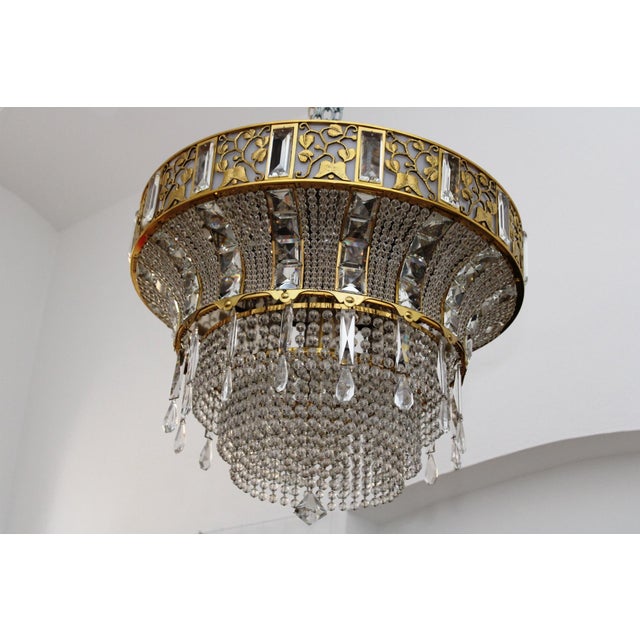 Gold Chandelier by Josef Hoffmann for the Art Exhibition in Cologne / Lobmeyr, 1914 / 1970s For Sale - Image 8 of 11
