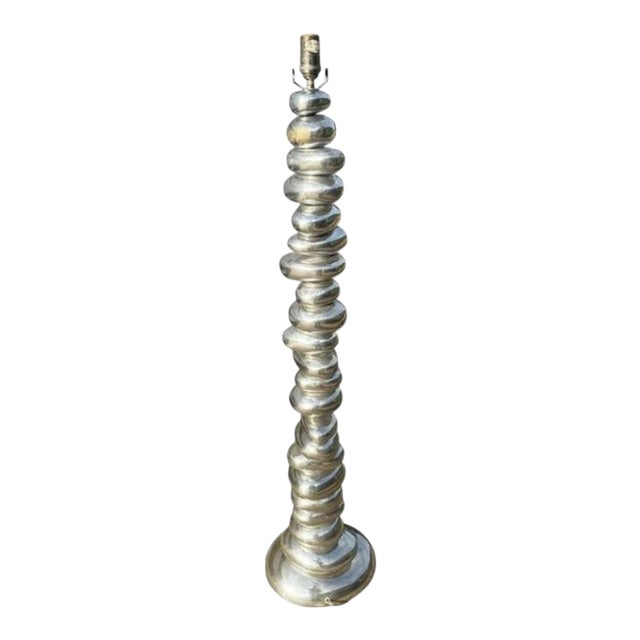 Organic Modern Michael Aram Sculptural Stacked Organic Form Floor Lamp in Polished Chrome For Sale