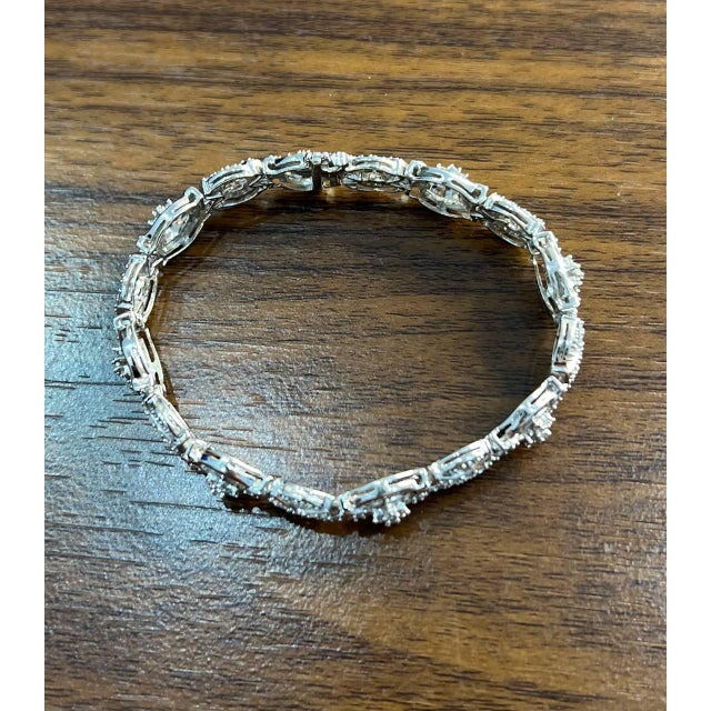 Fancy Floral Unique Link Diamond Pave Statement Unique 14k White Gold Bracelet For Sale - Image 10 of 13