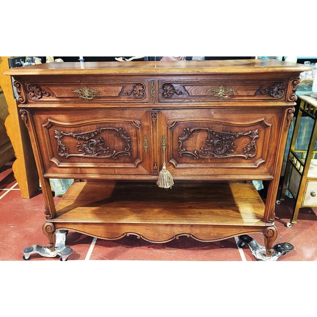 Brown French Country Louis XV Style Sideboard Server For Sale - Image 8 of 18