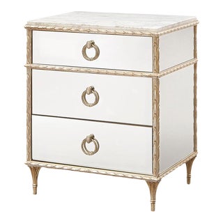 French Marble Top Nightstand, Gold For Sale