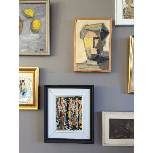 Mid-Century Modern 'Woodland Colour' Vintage Mini Original Landscape Oil Painting, Framed For Sale - Image 4 of 12