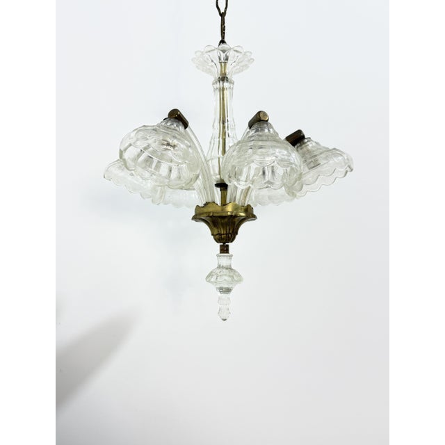 Six-Light Chandelier in Murano Glass and Brass in the style of Seguso, 1940 For Sale - Image 11 of 11