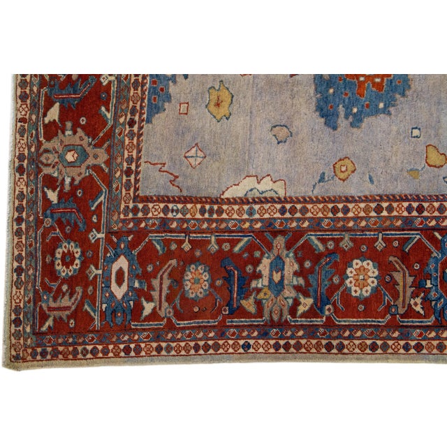 1920s Handmade Gray Antique Persian Mahal Wool Rug With Allover Design For Sale - Image 4 of 7