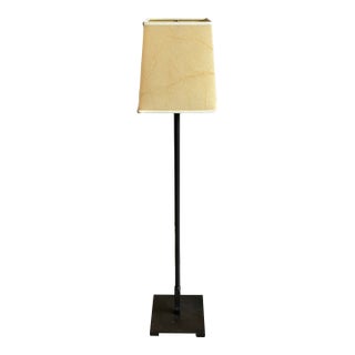 Late 20th Century Minimalist Adjustable Bronze Floor Lamp With Parchment Shade For Sale