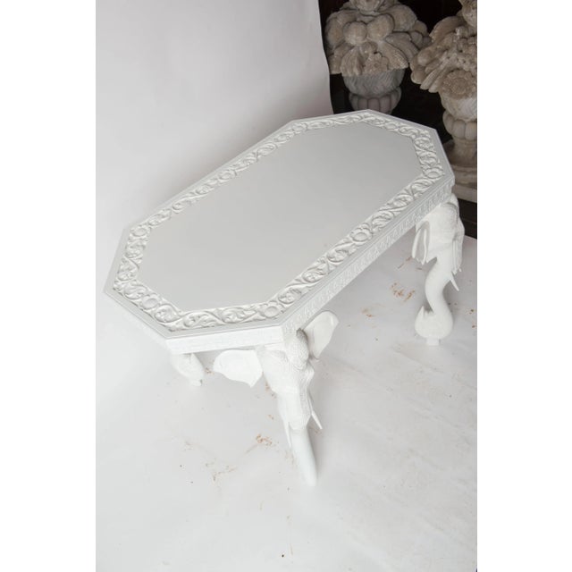 White White Carved Wood Elephant Table For Sale - Image 8 of 11