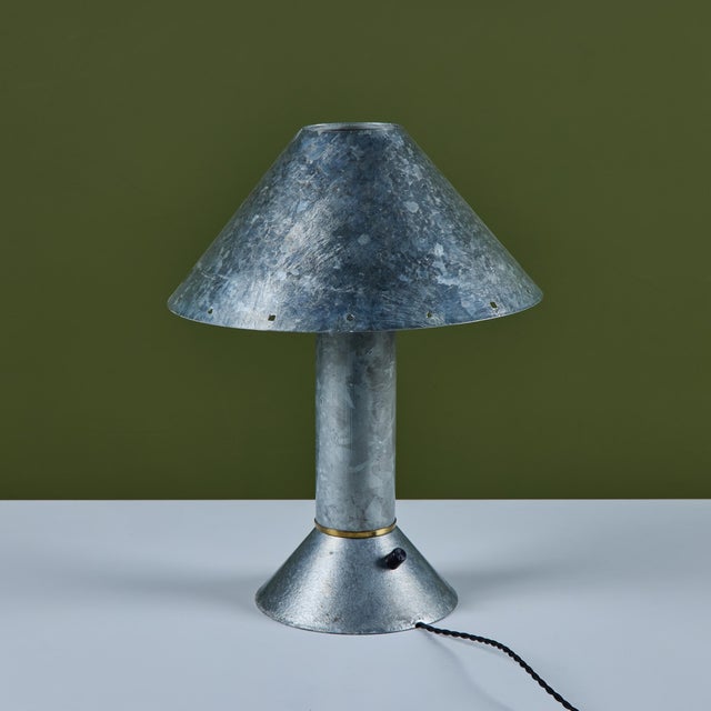Metal Ron Rezek Galvanized Steel Table Lamp For Sale - Image 7 of 17