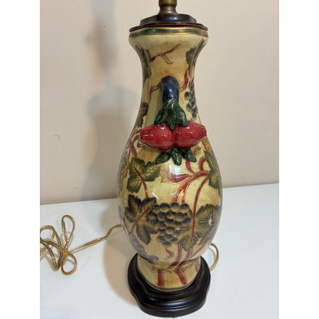 Tuscan Fruit & Vine Ceramic Urn Table Lamp — Italian Villa Mediterranean Vineyard Decor For Sale - Image 4 of 12