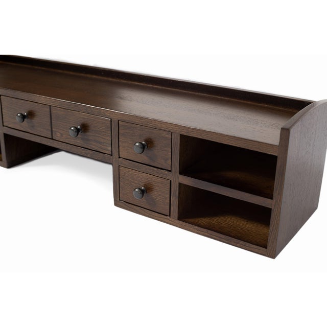 Mission Oak Desk With Removable Organizer - Walnut For Sale - Image 11 of 12