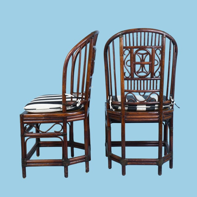 Late 20th Century Pair of Brighton Style High-Back Chairs For Sale - Image 5 of 5