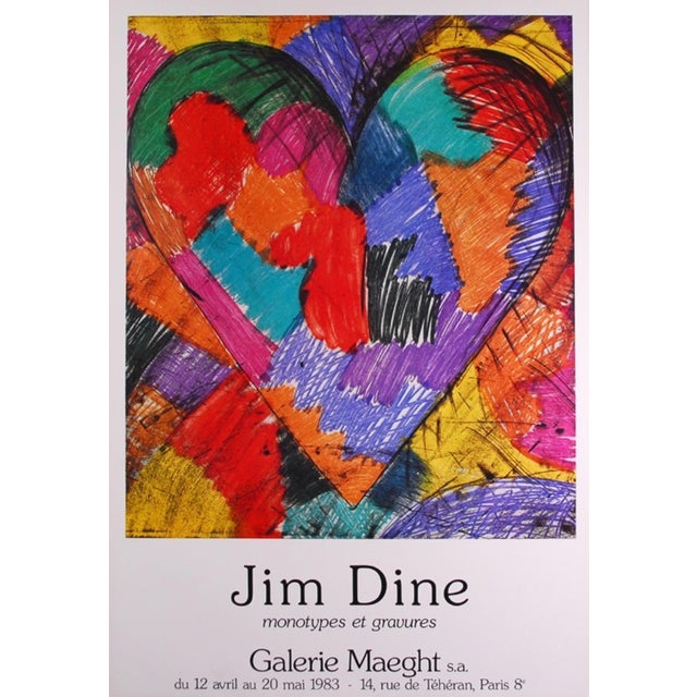 This striking color offset lithograph “Heart” by Jim Dine was created in 1983 for his exhibition at the renowned Galerie...