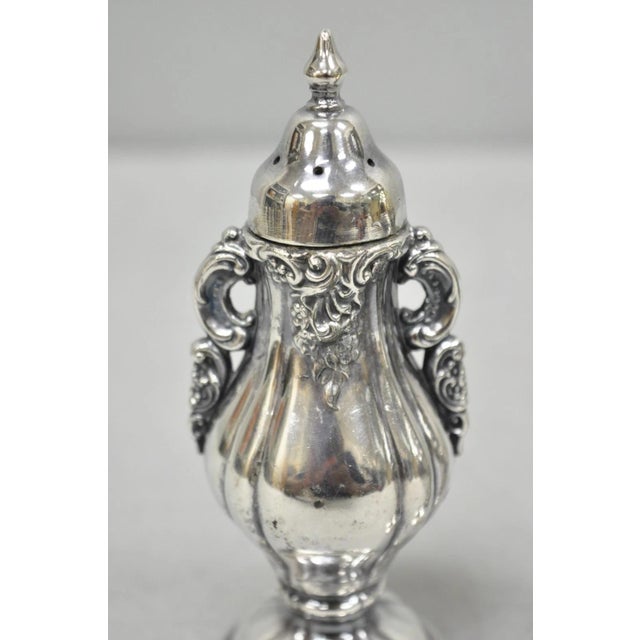 Metal Vintage Wallace Baroque Ornate Silver Plated Salt & Pepper Shakers - A Pair For Sale - Image 7 of 10