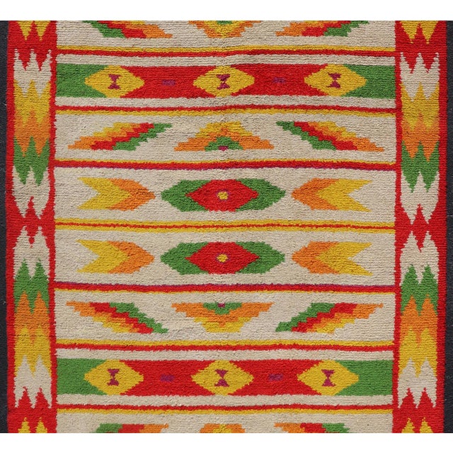 Vintage Moroccan Rug with All-Over Tribal Motif Design In Red, Green & Yellow. Keivan Woven Arts / rug W22-1200, country...