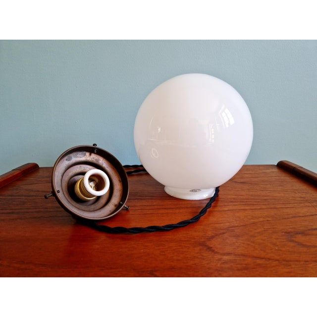 Art Deco Pendant Light in White Opaline Glass from Val Saint-Lambert, Belgium, 1930s For Sale - Image 10 of 14