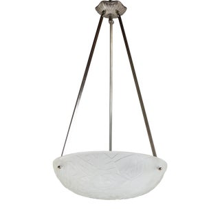 Vintage French Art Deco Geometric Pendant Light by Jean Noverdy, 1930 For Sale